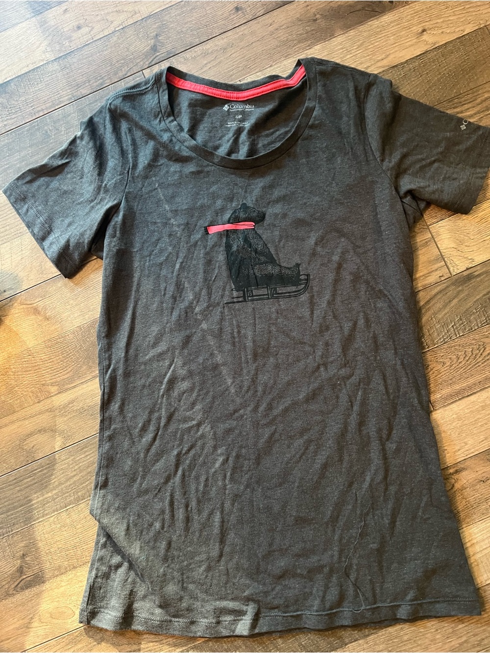 Columbia Black Tee with Red Neckline Accent